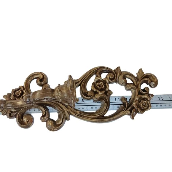 Vintage HOMCO Candleholder Wall Sconces #4118 Brown With Gold Highlights 15"x5" - Picture 9 of 12